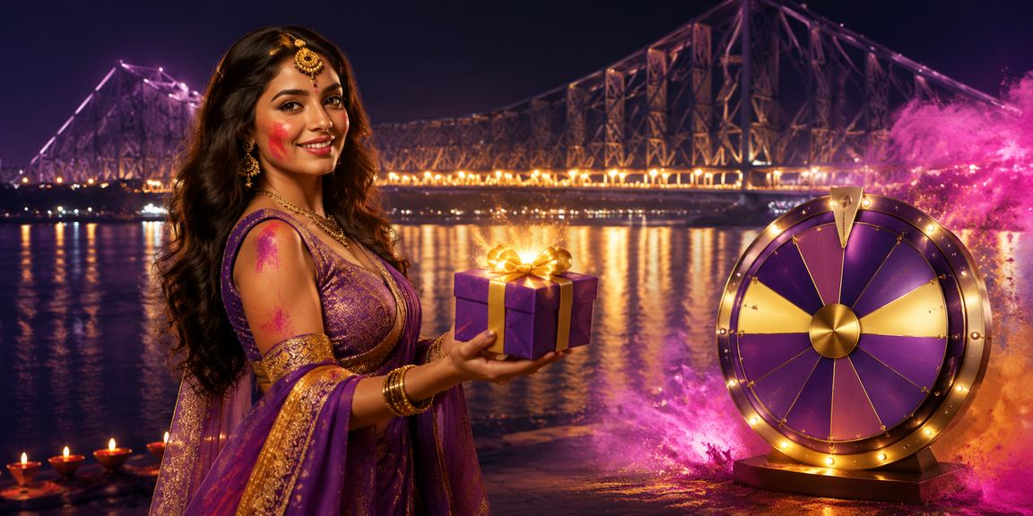 Colorful Holi festival with roulette in Kolkata